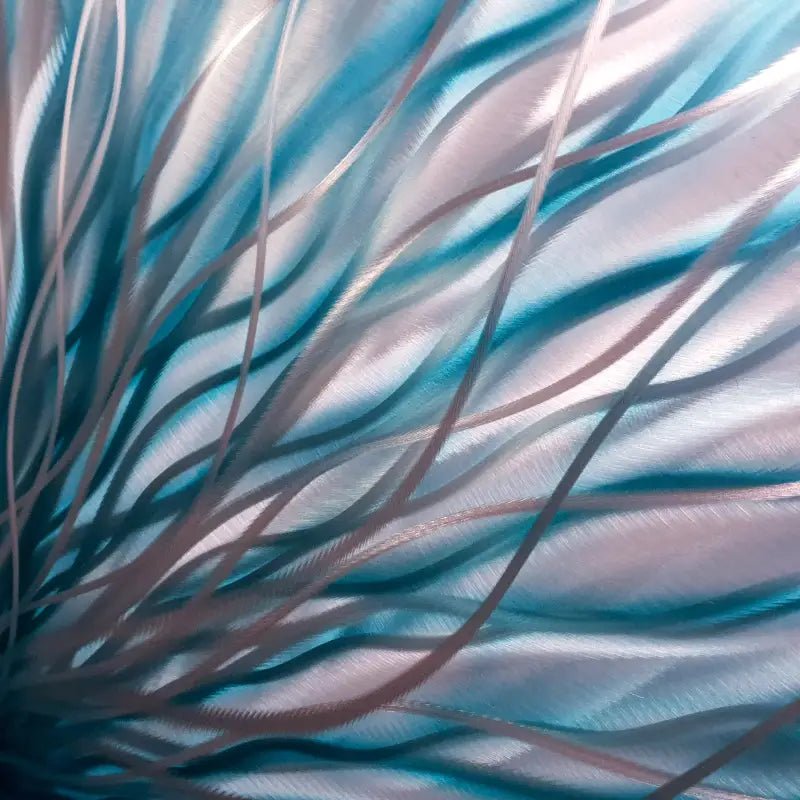 Teal Metal Wall Art Titled "InBloom" - Modern Elements Metal Art - ME4738X
