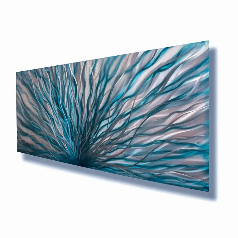 Teal Metal Wall Art Titled "InBloom" - Modern Elements Metal Art - ME4738X