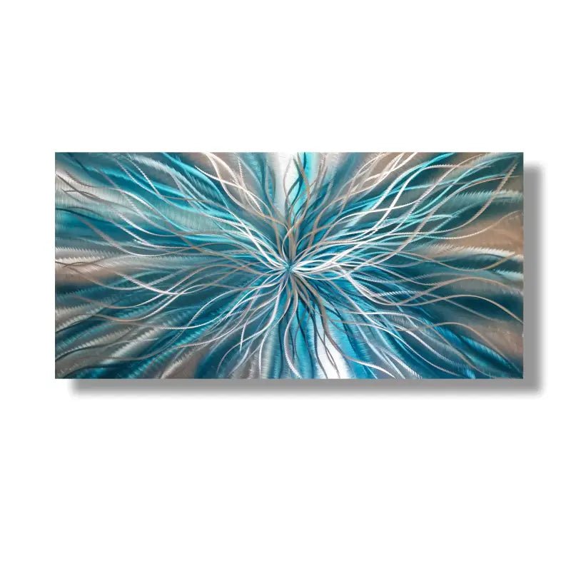 Teal Metal Wall Art Titled Radiation - Modern Elements Metal Art - MEJD890L