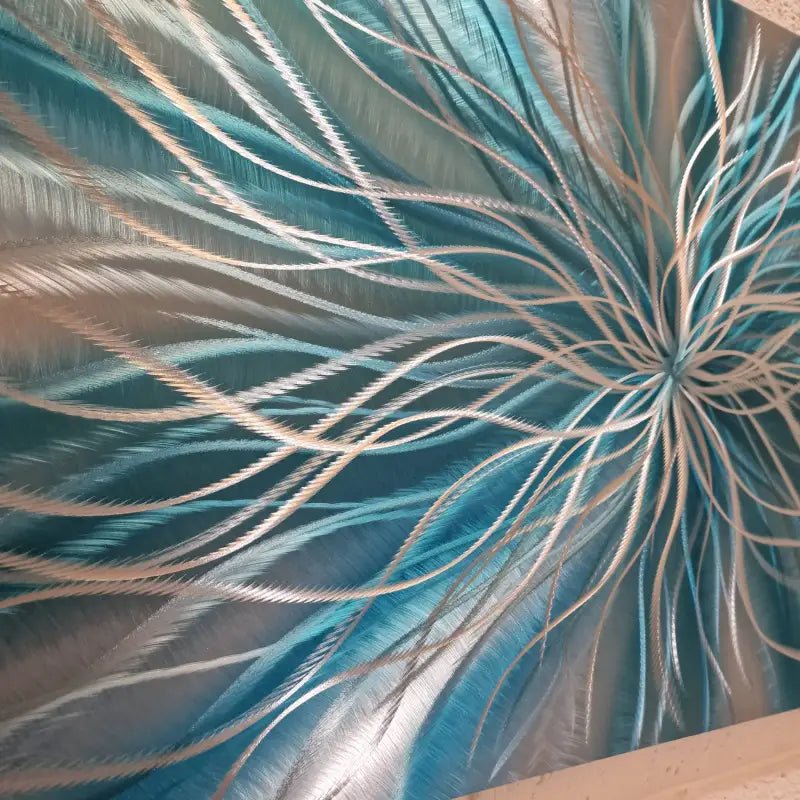 Teal Metal Wall Art Titled Radiation - Modern Elements Metal Art - MEJD890L