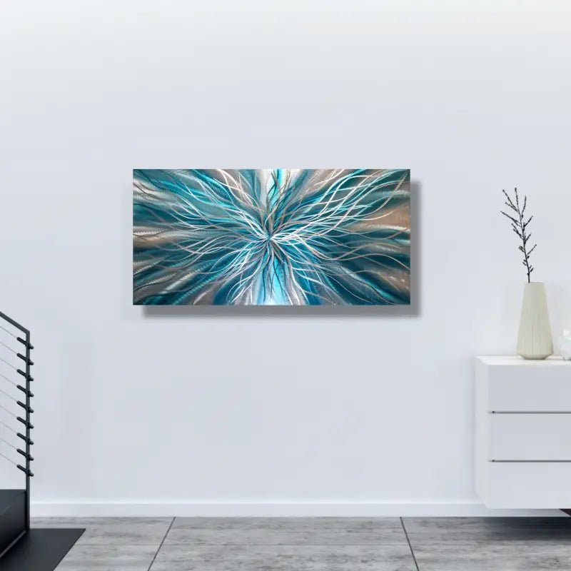 Teal Metal Wall Art Titled Radiation - Modern Elements Metal Art - MEJD890L