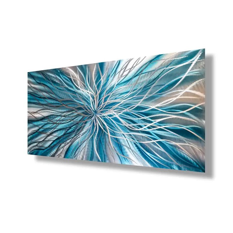 Teal Metal Wall Art Titled Radiation - Modern Elements Metal Art - MEJD890L