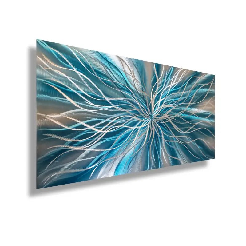 Teal Metal Wall Art Titled Radiation - Modern Elements Metal Art - MEJD890L