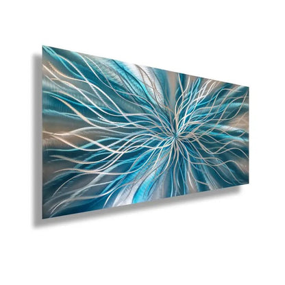 Teal Metal Wall Art Titled Radiation - Modern Elements Metal Art - MEJD890L