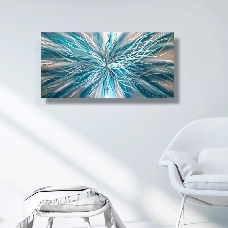 Teal Metal Wall Art Titled Radiation - Modern Elements Metal Art - MEJD890L