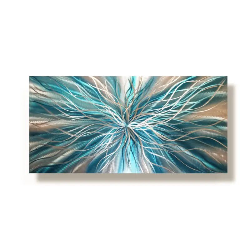 Teal Metal Wall Art Titled Radiation - Modern Elements Metal Art - MEJD890L
