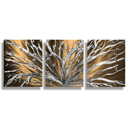 Tree of Life Metal Wall Art – 3 - Piece Gallery Set – Modern Wall Panels & Painting - Modern Elements Metal Art - ME786288