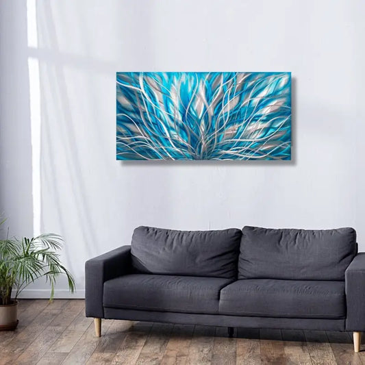 Turquoise Wall Painting Titled ’InBloom’ £99.99 Christopher Henderson
