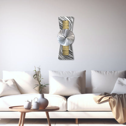 Unique Gold and Silver Large Wall Clock - Modern Decorative Sculpture for Unique Home Decor - Modern Elements Metal Art - ME963828J