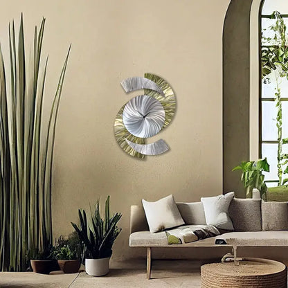 Olive Green Wall Clock Titled "Elliptical" - Modern Elements Metal Art