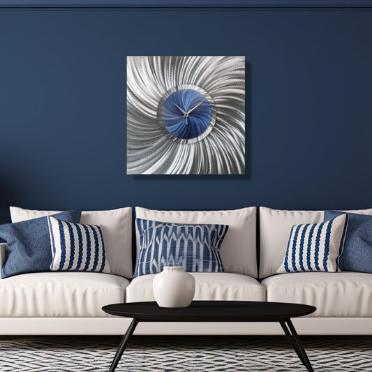 Unique Large Wall Clock Titled "Novel" - Modern Elements Metal Art - MW805789