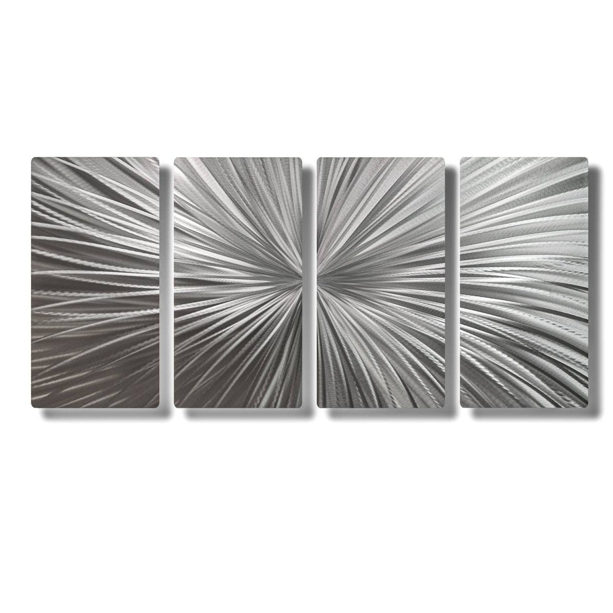 Unique Luxury Silver Metal Wall Art Sculpture - Handmade Gallery Art Set of 4 - Modern Elements Metal Art - ME7873J