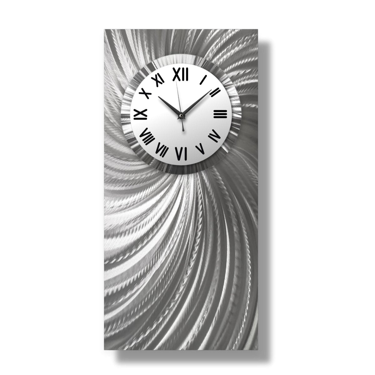 Unique Rectangular Silver Wall Clock – Modern Art Sculpture & Perfect Home Gift - Modern Elements Metal Art - ME0845260