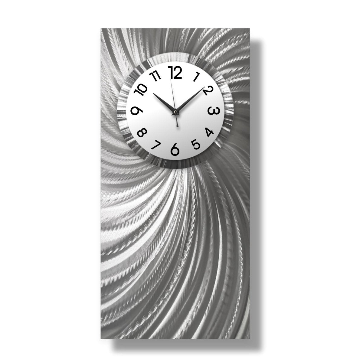 Unique Rectangular Silver Wall Clock – Modern Art Sculpture & Perfect Home Gift - Modern Elements Metal Art - ME0845260
