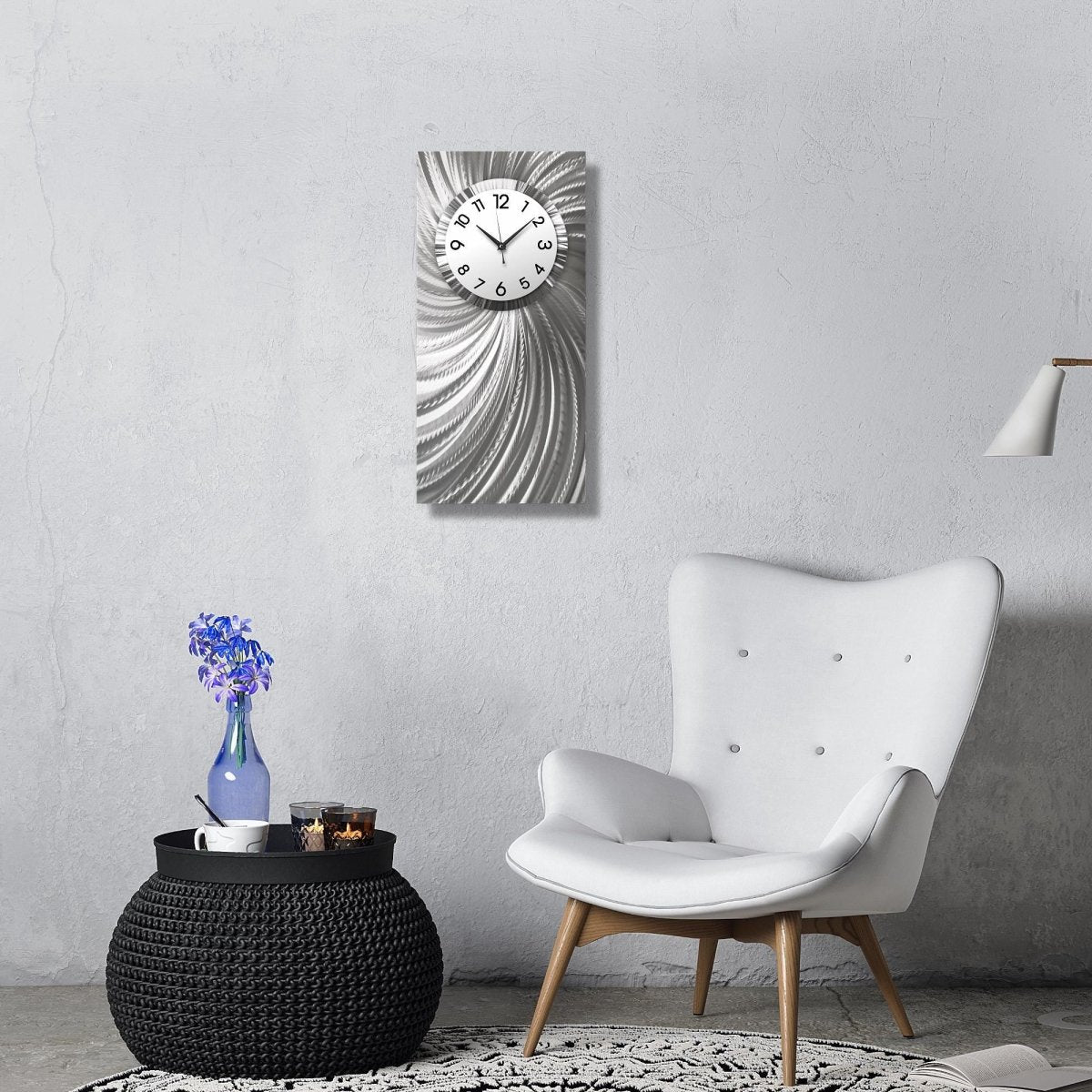 Unique Rectangular Silver Wall Clock – Modern Art Sculpture & Perfect Home Gift - Modern Elements Metal Art - ME0845260