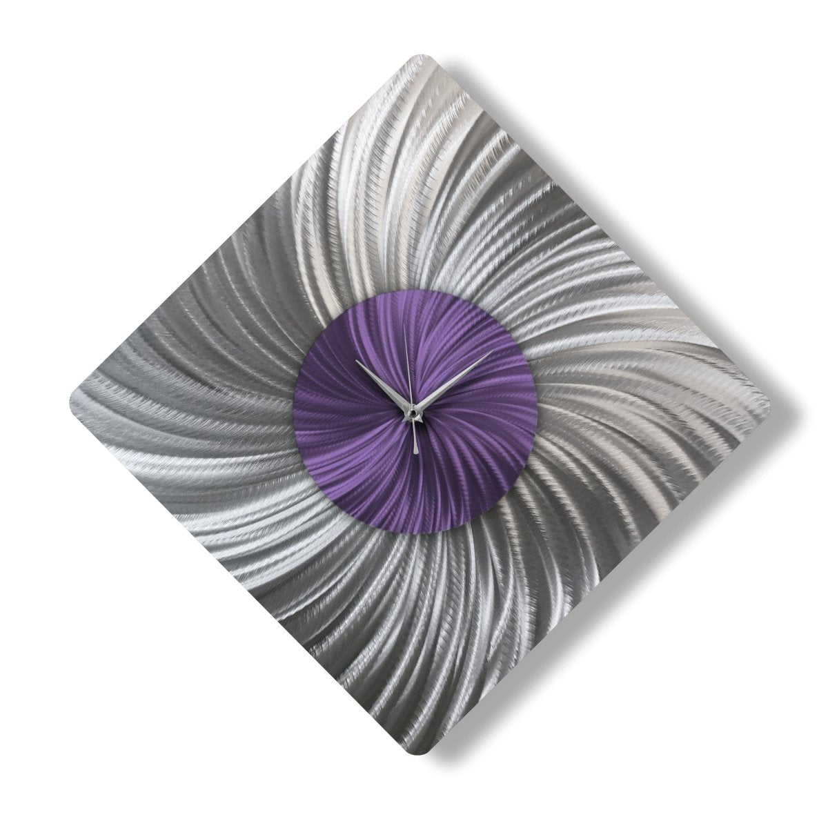 Unique Silver Wall Clock – Oversized Modern Metal Sculpture & Abstract Wall Art - Modern Elements Metal Art - MEA722828