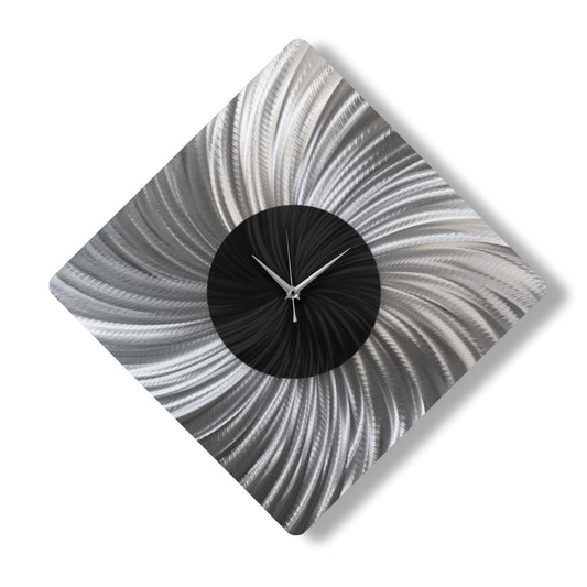Unique Silver Wall Clock – Oversized Modern Metal Sculpture & Abstract Wall Art - Modern Elements Metal Art - MEA722828