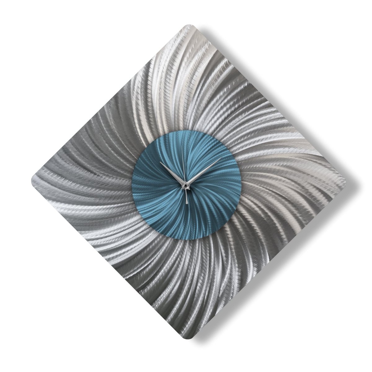 Unique Silver Wall Clock – Oversized Modern Metal Sculpture & Abstract Wall Art - Modern Elements Metal Art - MEA722828