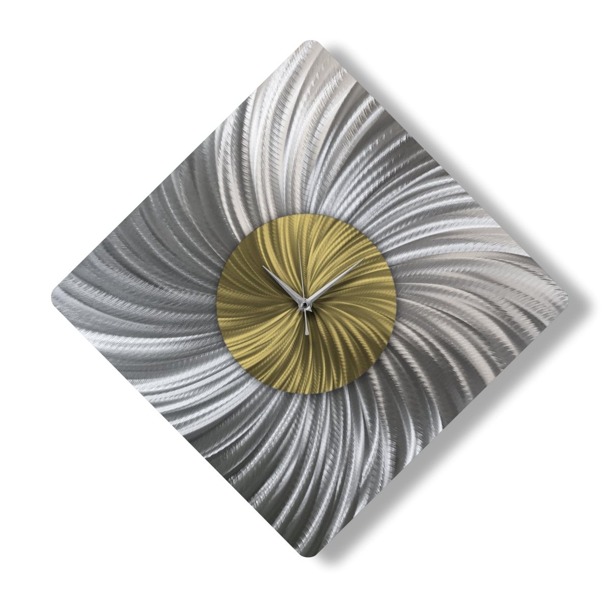 Unique Silver Wall Clock – Oversized Modern Metal Sculpture & Abstract Wall Art - Modern Elements Metal Art - MEA722828