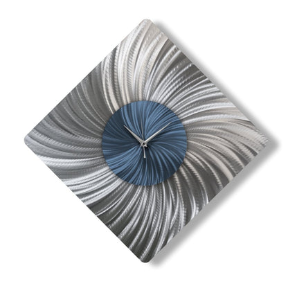 Unique Silver Wall Clock – Oversized Modern Metal Sculpture & Abstract Wall Art - Modern Elements Metal Art - MEA722828