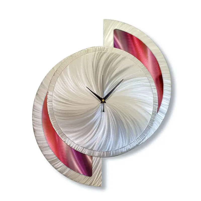 Unique Wall Clock Titled ’Elliptic’ £159.99 Red, Purple, Silver Christopher Henderson