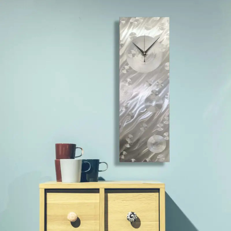 Silver Wall Clock Titled "Cloud Chaser" - Modern Elements Metal Art